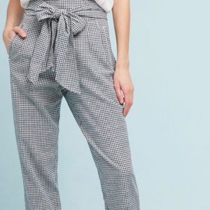 Anthropologie | Tie Waist Gingham Trousers